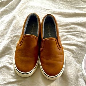 Cat & Jack “man made” leather like BOYS slip on shoes